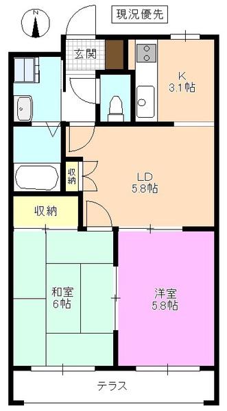 MAISONGRAPES(2LDK/1階)の間取り写真