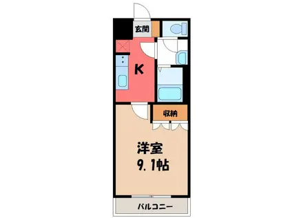 パークサイド(1K/2階)の間取り写真