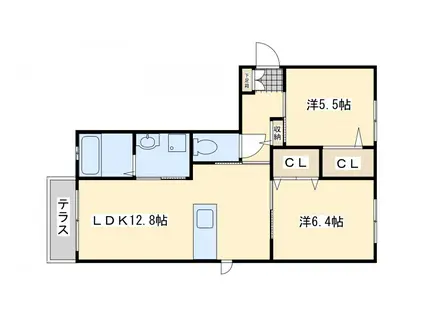 コモドヴィラ引野 (2LDK/1階)の間取り写真