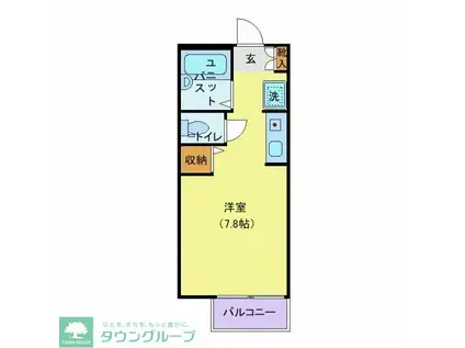 オゼットワールB(ワンルーム/2階)の間取り写真