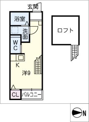 フレクール浄心(ワンルーム/2階)の間取り写真