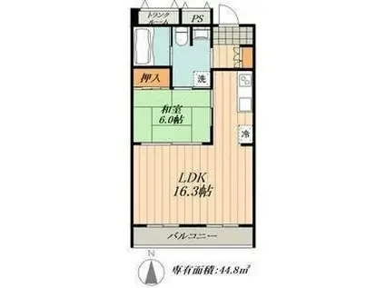 フォレストパーク千鳥(1LDK/2階)の間取り写真