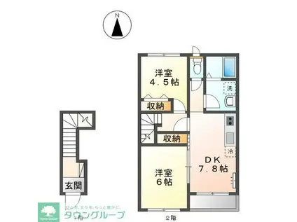 サザンウェイブ湘南II(2DK/2階)の間取り写真