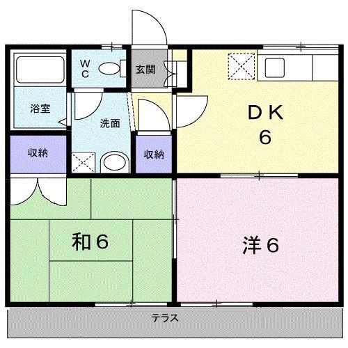 シャルムII(2DK/1階)の間取り写真