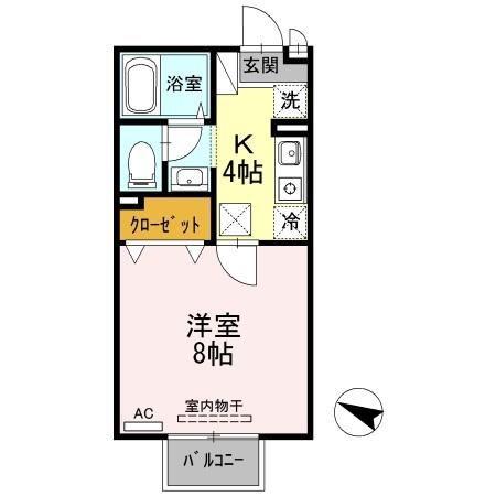 セジュール上ノ山A棟(1K/1階)の間取り写真