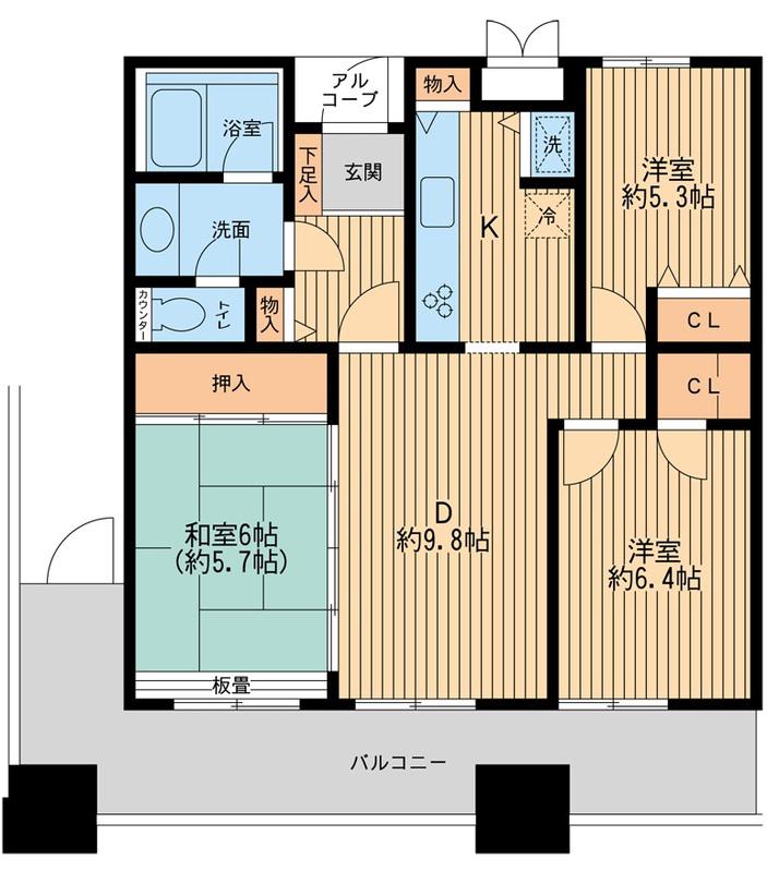 リバーサイド隅田セントラルタワーパレス(3DK/28階)の間取り写真
