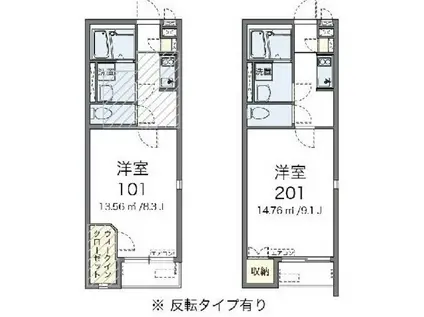 ミランダル シエル II(1K/1階)の間取り写真