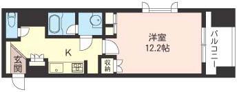 エスティメゾン銀座(1K/12階)の間取り写真