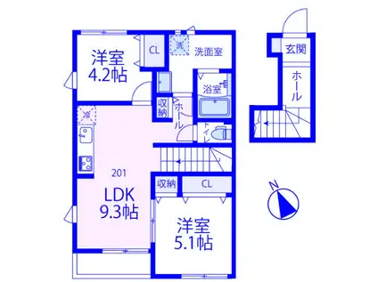 プランドール綱島東(2DK/2階)の間取り写真