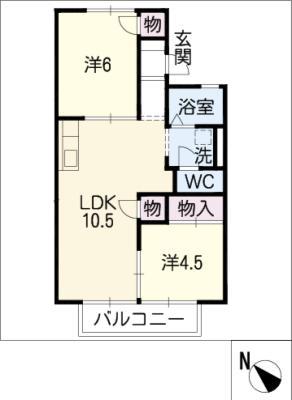 ファミール城東(2LDK/1階)の間取り写真