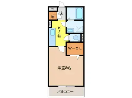 フジコーコ野田(1K/1階)の間取り写真