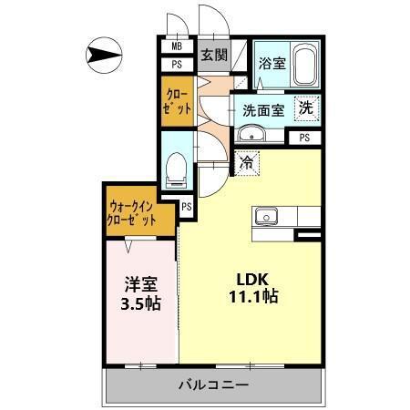 ルミエール新森(1LDK/2階)の間取り写真