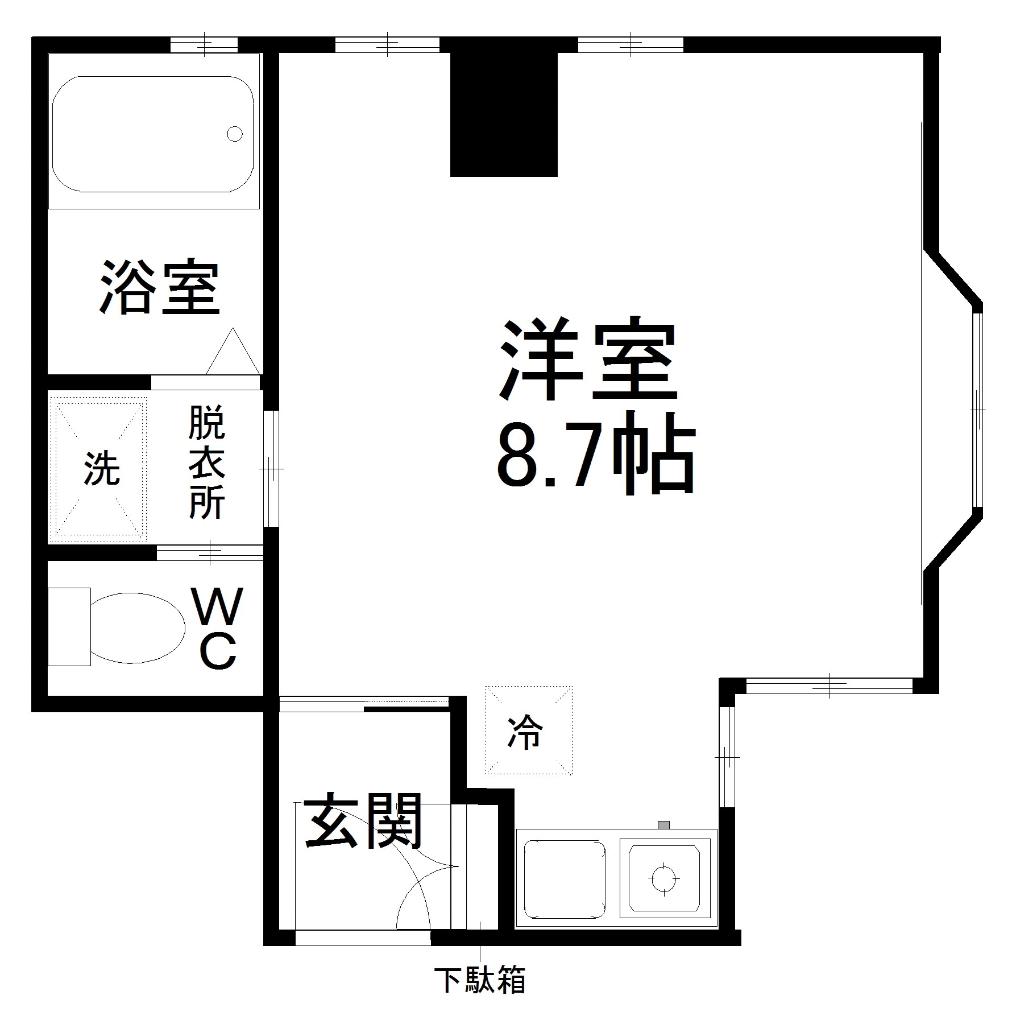 シクロモンブラン(ワンルーム/6階)の間取り写真