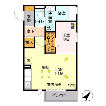COMOREBI(1LDK/2階)の間取り写真