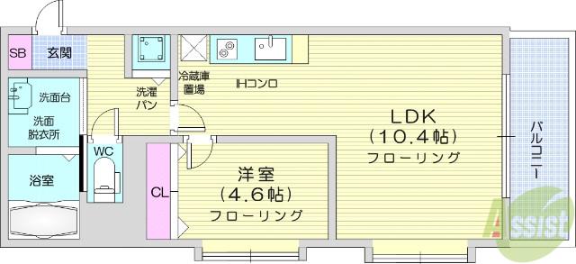 スクエア泉中央(1LDK/10階)の間取り写真