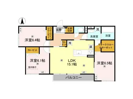 D-ROOM橿原市畝傍御陵前プロジェクト(3LDK/2階)の間取り写真