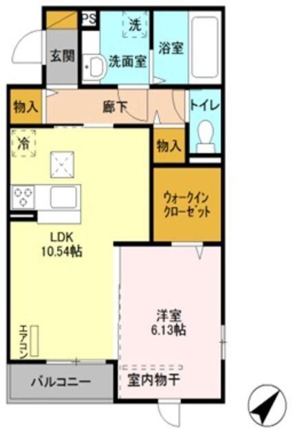 ベルクレスト(1LDK/1階)の間取り写真