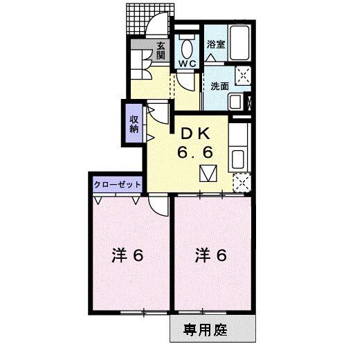 クィーンD(2DK/1階)の間取り写真