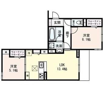 VILLA PARASORE(2LDK/3階)の間取り写真