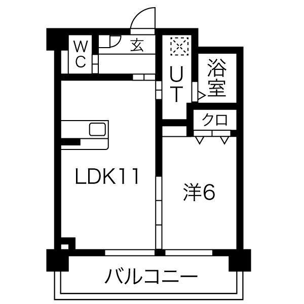 HKTPARK(1LDK/2階)の間取り写真