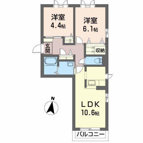 シャーメゾン アルモニー(2LDK/1階)の間取り写真