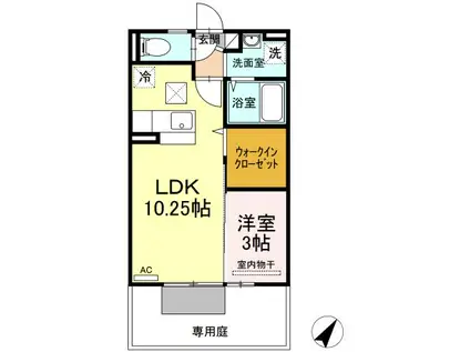 アンバーウッド(1LDK/1階)の間取り写真