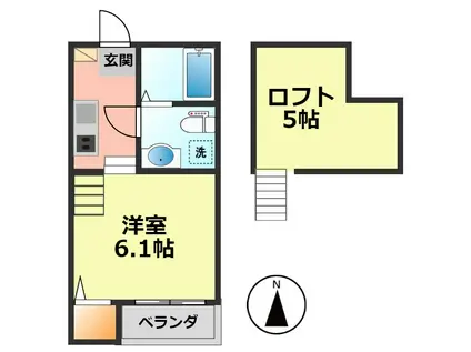ポラリス(1SK/2階)の間取り写真