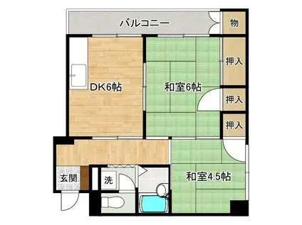 メゾン山縣(2DK/4階)の間取り写真