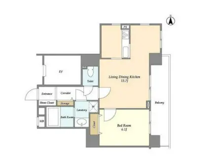 カーサグランデ本郷(1LDK/5階)の間取り写真