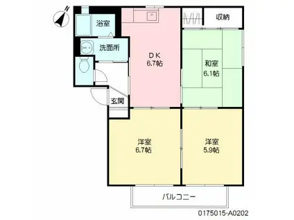 シャーメゾン桜 A棟(3DK/2階)の間取り写真