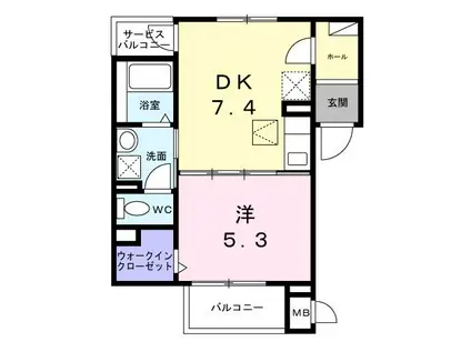 クレーシェレ(1DK/1階)の間取り写真