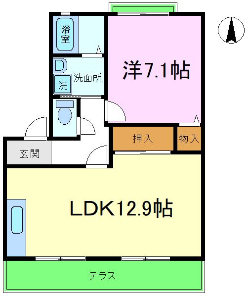 エスト北陽(1LDK/1階)の間取り写真