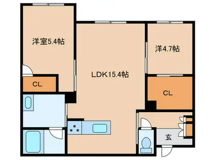 WITHPLUS天保山公園(2LDK/1階)の間取り写真
