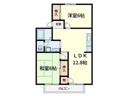 メゾンアサヒI(2LDK/2階)の間取り写真
