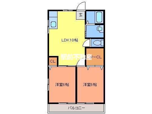 レラージュ(2LDK/1階)の間取り写真