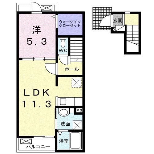 カーサ マレ(1LDK/2階)の間取り写真
