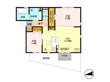 GRANDBONHEUR(2LDK/1階)の間取り写真