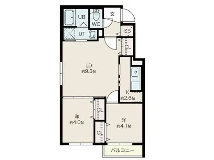ファランドール新札幌I(2LDK/2階)の間取り写真