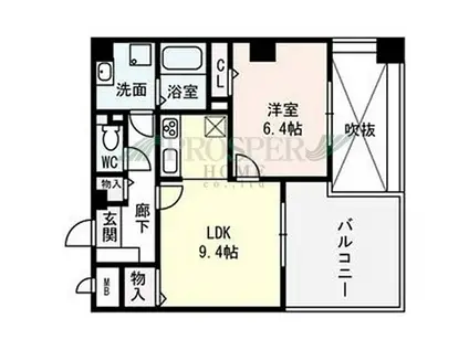 カナセ上汐町(1LDK/6階)の間取り写真