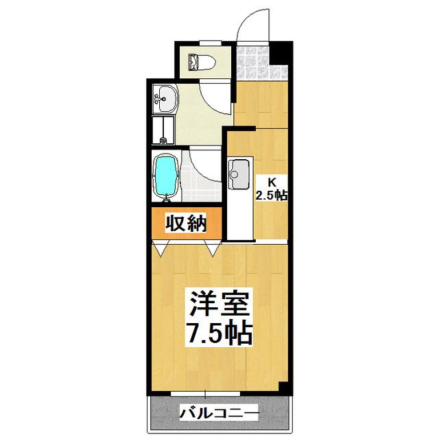 白銀台ハイツ(1K/2階)の間取り写真