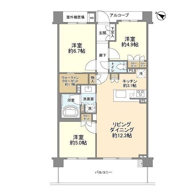 ラ・青葉台コルティーレ(3LDK/3階)の間取り写真