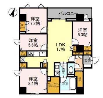 MINNAGENKI夙川公園(4LDK/4階)の間取り写真
