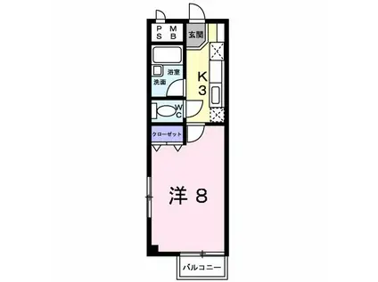プラティーク(1K/1階)の間取り写真