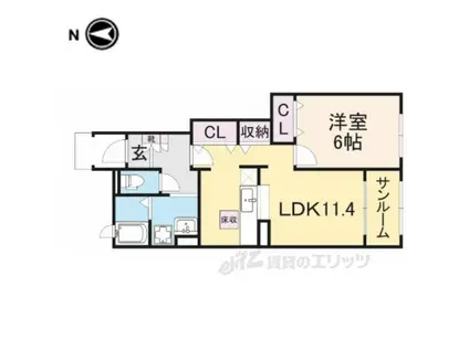 グラン・ソーレ Ⅱ(1LDK/1階)の間取り写真