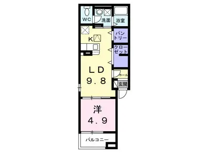 セレッソ パルケ(1LDK/1階)の間取り写真