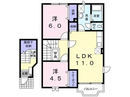 カーサ・みすずB(2LDK/2階)の間取り写真
