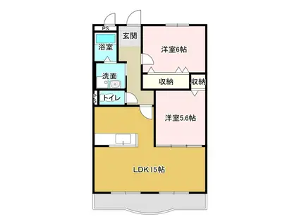 ハートフルタウン・壱番館(2LDK/3階)の間取り写真