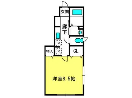 D-ROOM桜木町(1K/1階)の間取り写真