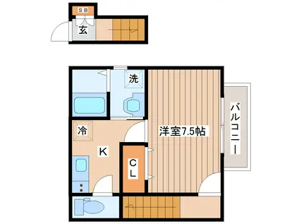 アスコット荒井東B(1K/2階)の間取り写真