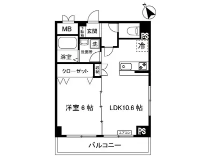 新百合鈴木ビル(1LDK/4階)の間取り写真